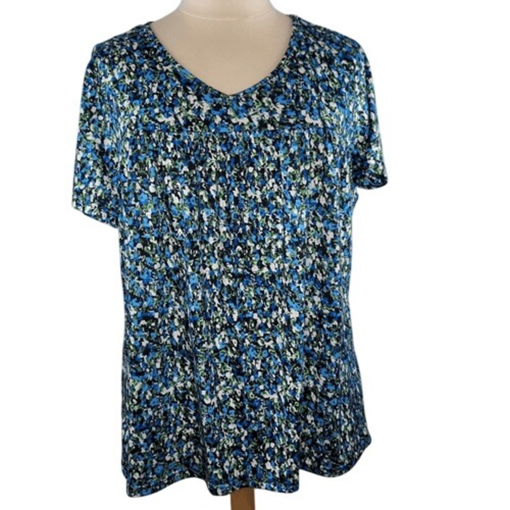 Wesso‎ Blue Floral Short Sleeved Blouse